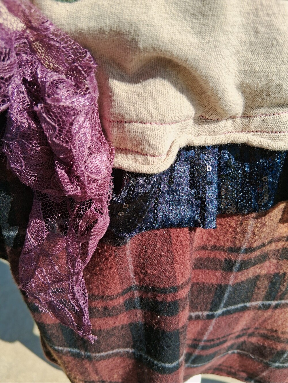 Upcycled Reworked Flannel Shirt XL Grunge Lace Soft Hippie Campfire Boho OOAK - Picture 4 of 5